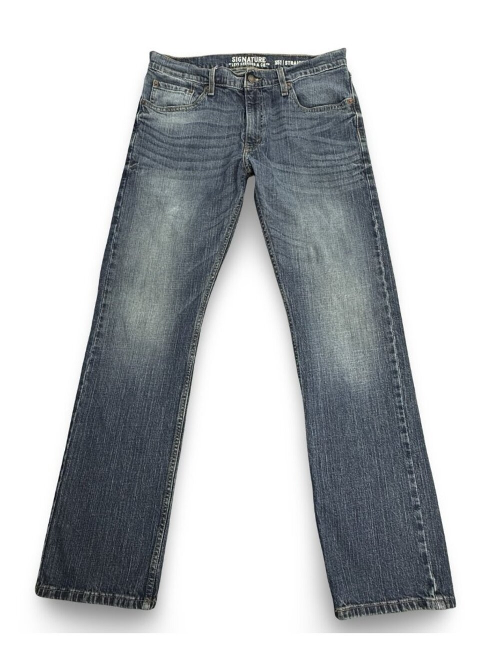 Signature By Levi Strauss S51 Straight Jeans Mens 34 Blue Stretch Denim Workwear